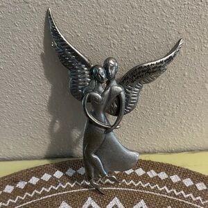 Brass Audrey Hepburn quote Silver colored Angel Winged couple ornament